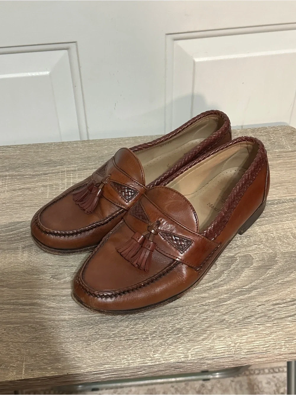 Allen Edmonds Maxfield Brown British Tan Leather Tassel Loafers Men's US 10 D